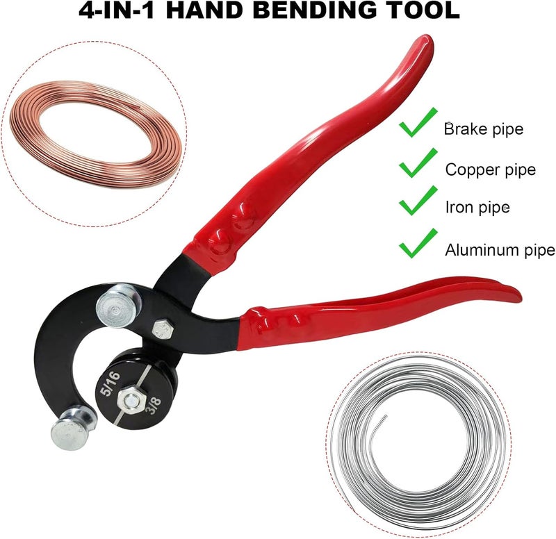 MTRPS 4 in 1 Tube Bending Pliers, 3/16" 1/4" 5/16" 3/8" Professional Brake Lines Bending Tool, 90 Degree Manual Tubing Bender for Copper Brass Aluminum and Thin Steel Pipes - Image 3